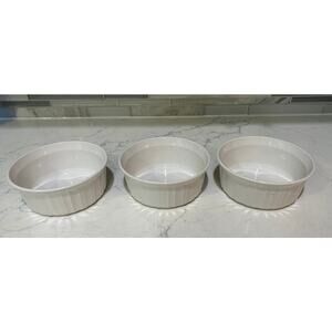 Lot of 3 Corning Ware French White Individual Casserole Dish 500ml - Round 5.5"T